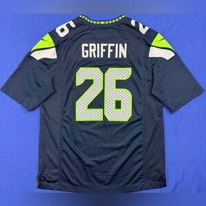 Nike Shaquill Griffin Seattle Seahawks #26 Home Navy Blue Game Jersey Men’s L